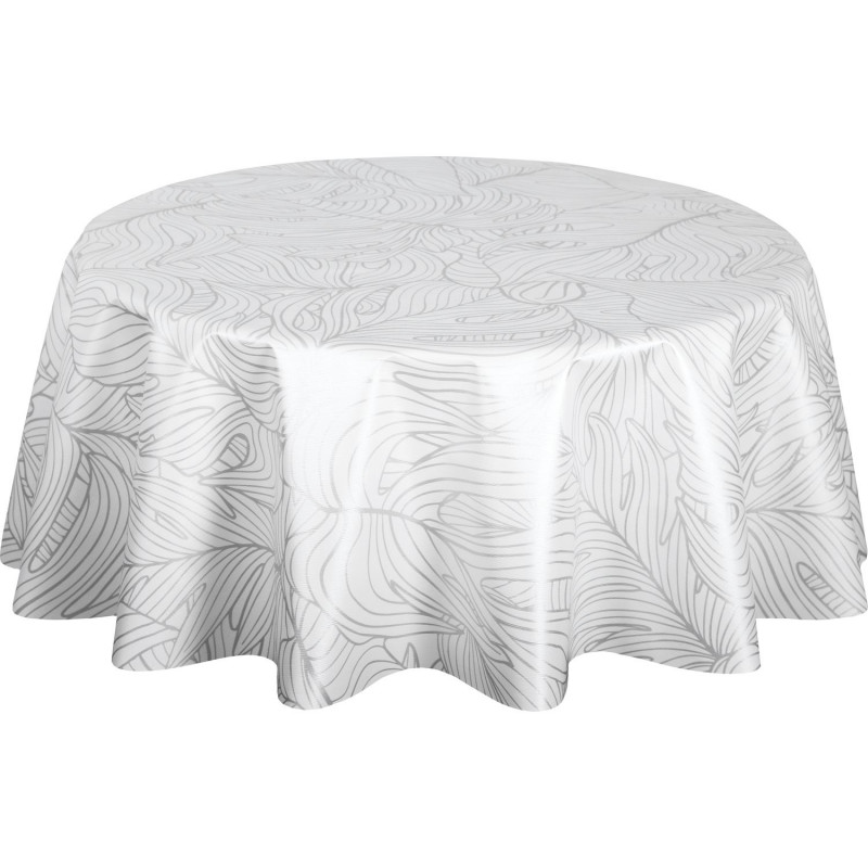 Nappe ronde en toile cirée nacrée NERV - Diam. 150 cm - Blanc