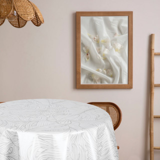 Nappe ronde en toile cirée nacrée NERV - Diam. 150 cm - Blanc
