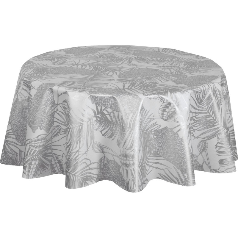 Nappe ronde en toile cirée nacrée VITALI - Diam. 150 cm - Blanc