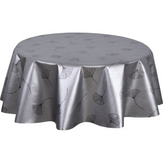 Nappe ronde en toile cirée nacrée GINKOTEX - Diam. 150 cm - Gris