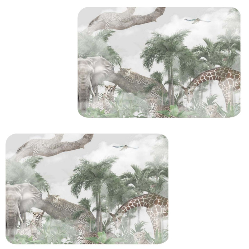 Lot de 2 sets de table motifs animaux OLWEN - 28 x 43 cm Lot de 2 sets de table motifs animaux OLWEN - 28 x 43 cm