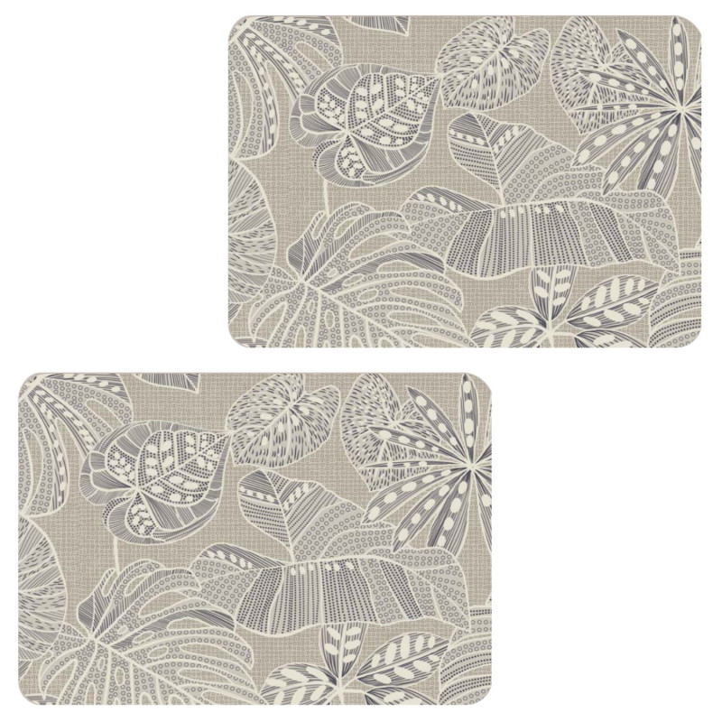 Lot de 2 sets de table motifs tropical WILD - 28 x 43 cm - Ecru Lot de 2 sets de table motifs tropical WILD - 28 x 43 cm - Ecru