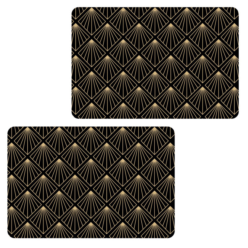 Lot de 2 sets de table avec encre métallique ELIOR - 30 x 45 cm - Or et noir Lot de 2 sets de table avec encre métallique ELIOR - 30 x 45 cm - Or et noir