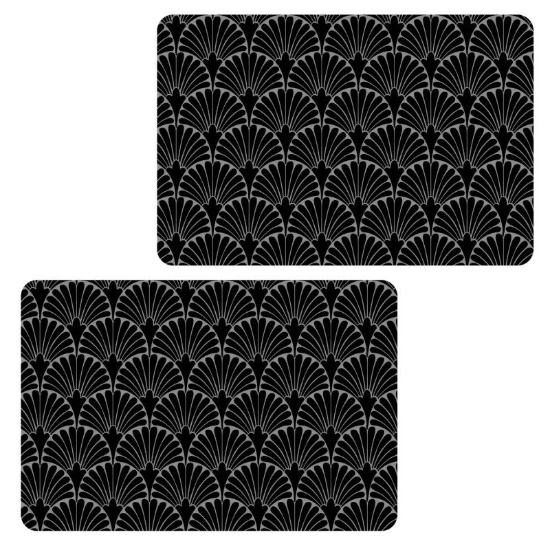 Lot de 2 sets de table avec encre métallique ROYA - 30 x 45 cm - Argent et noir Lot de 2 sets de table avec encre métallique ROYA - 30 x 45 cm - Argent et noir