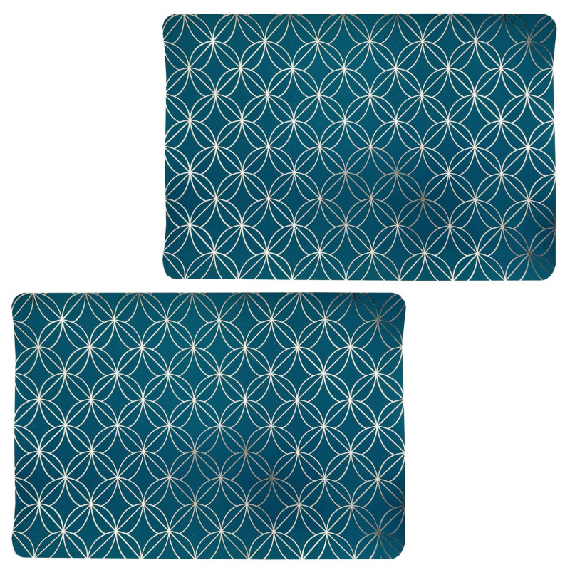 Lot de 2 sets de table motif géométrique avec encre métallique OTTO - 30 x 45 cm - Or et vert Lot de 2 sets de table motif géométrique avec encre métallique OTTO - 30 x 45 cm - Or et vert