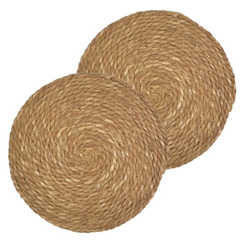 Lot de 2 sets de tables ronds en jute GRAMI - Diam. 38 cm - Marron Lot de 2 sets de tables ronds en jute GRAMI - Diam. 38 cm - Marron