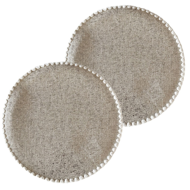 Lot de 2 sets de tables ronds en jute ALAGO - Diam. 38 cm - Argent Lot de 2 sets de tables ronds en jute ALAGO - Diam. 38 cm - Argent