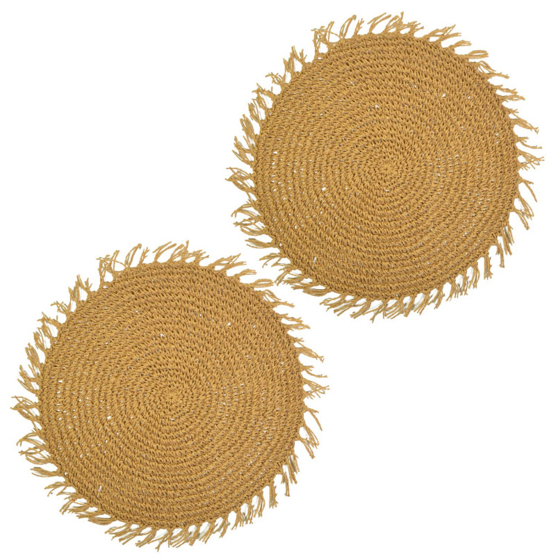 Lot de 2 sets de tables ronds en jute FILI - Diam. 38 cm - Marron Lot de 2 sets de tables ronds en jute FILI - Diam. 38 cm - Marron
