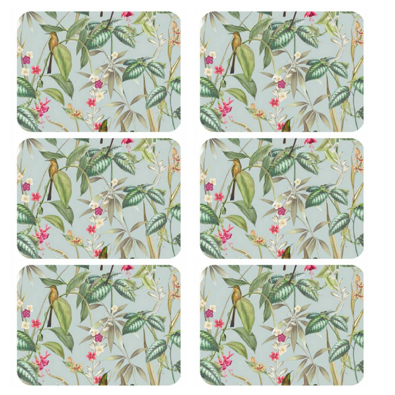Lot de 6 sets de table motifs tropical BARBARA - 28 x 43 cm - Multicolore Lot de 6 sets de table motifs tropical BARBARA - 28 x 43 cm - Multicolore