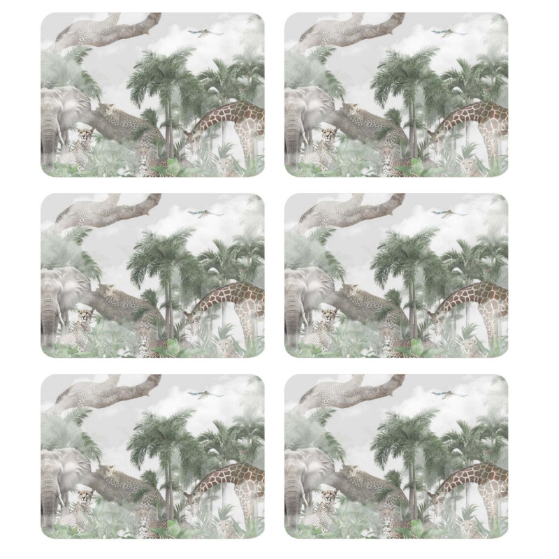 Lot de 6 sets de table motifs animaux OLWEN - 28 x 43 cm Lot de 6 sets de table motifs animaux OLWEN - 28 x 43 cm