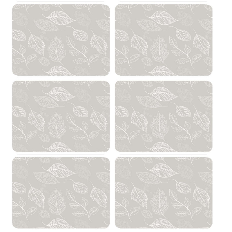 Lot de 6 sets de table motifs feuillage ROMIE - 28 x 43 cm - Beige et blanc Lot de 6 sets de table motifs feuillage ROMIE - 28 x 43 cm - Beige et blanc