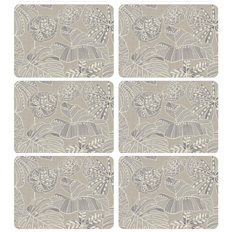 Lot de 6 sets de table motifs tropical WILD - 28 x 43 cm - Ecru Lot de 6 sets de table motifs tropical WILD - 28 x 43 cm - Ecru