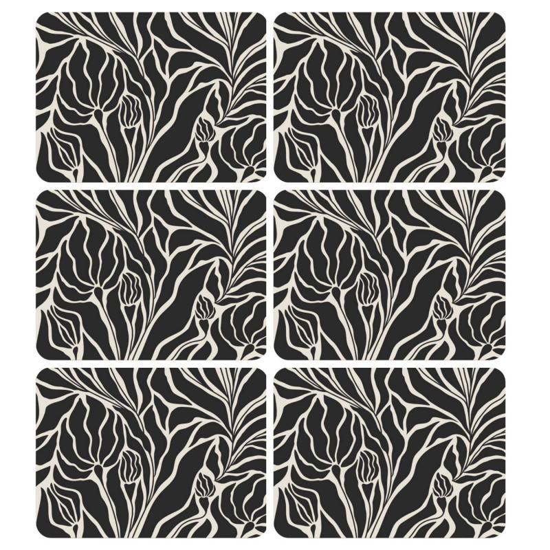 Lot de 6 sets de table LILITH - 28 x 43 cm - Noir et blanc Lot de 6 sets de table LILITH - 28 x 43 cm - Noir et blanc