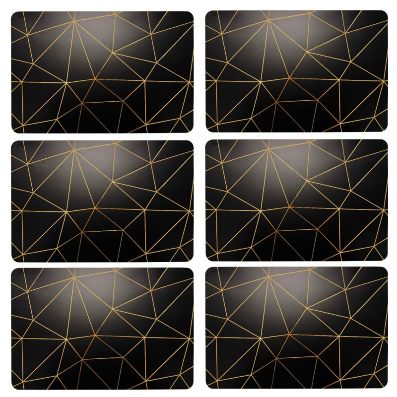 Lot de 6 sets de table avec encre métallique COPPER - 30 x 45 cm - Or et noir Lot de 6 sets de table avec encre métallique COPPER - 30 x 45 cm - Or et noir
