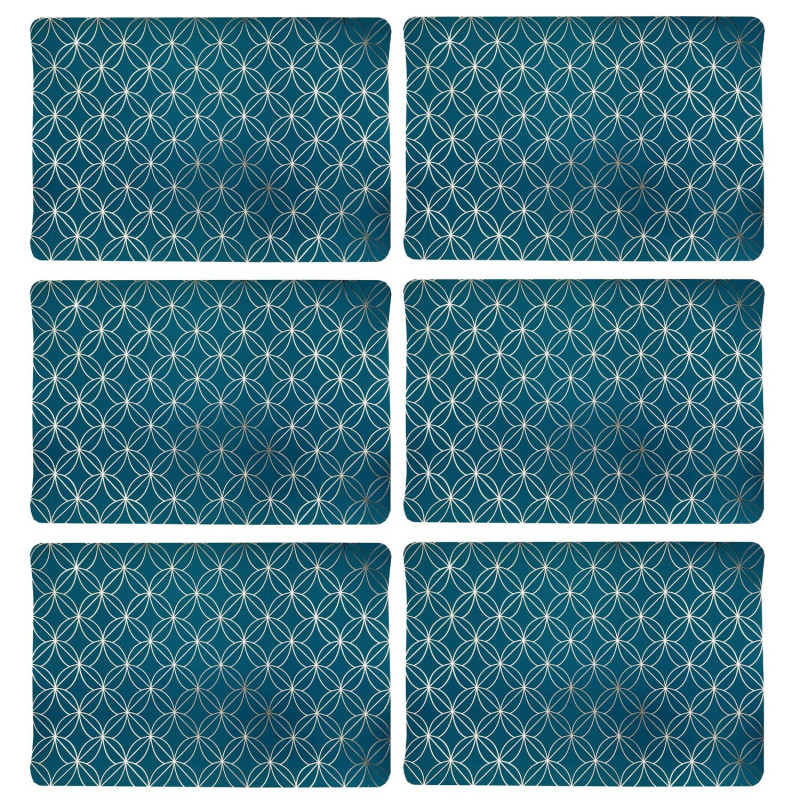 Lot de 6 sets de table motif géométrique avec encre métallique OTTO - 30 x 45 cm - Or et vert Lot de 6 sets de table motif géométrique avec encre métallique OTTO - 30 x 45 cm - Or et vert