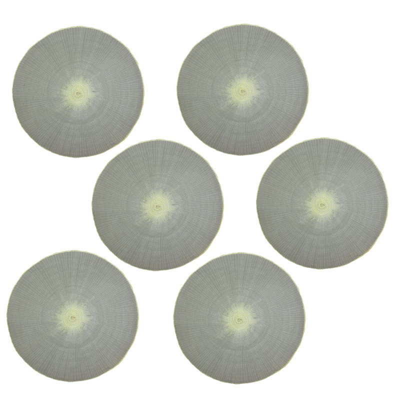 Lot de 6 sets de tables ronds en jute GREGE - Diam. 38 cm - Gris Lot de 6 sets de tables ronds en jute GREGE - Diam. 38 cm - Gris