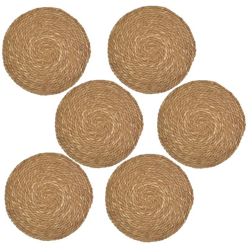 Lot de 6 sets de tables ronds en jute GRAMI - Diam. 38 cm - Marron Lot de 6 sets de tables ronds en jute GRAMI - Diam. 38 cm - Marron