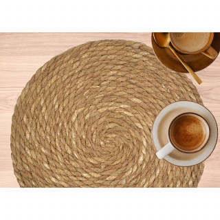 Lot de 6 sets de tables ronds en jute GRAMI - Diam. 38 cm - Marron