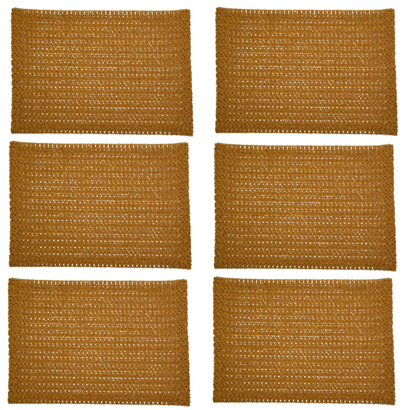 Lot de 6 sets de tables rectangles en jute TORSA - 31 x 45 cm - Marron Lot de 6 sets de tables rectangles en jute TORSA - 31 x 45 cm - Marron