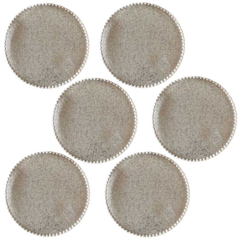 Lot de 6 sets de tables ronds en jute ALAGO - Diam. 38 cm - Argent Lot de 6 sets de tables ronds en jute ALAGO - Diam. 38 cm - Argent