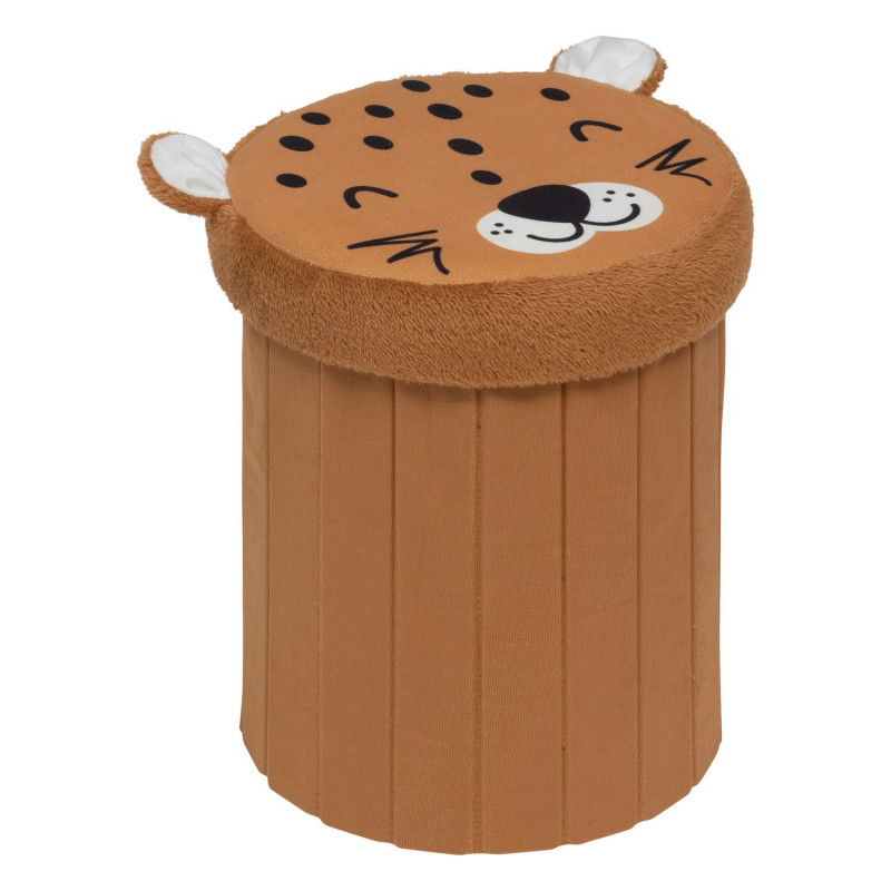 Pouf-coffre enfant imprimé léopard ANOKI - Marron Pouf-coffre enfant imprimé léopard ANOKI - Marron