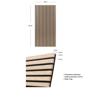 Lot de 4 panneaux décoratifs tasseaux de bois COLVA - Marron clair