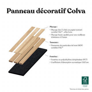 Lot de 4 panneaux décoratifs tasseaux de bois COLVA - Marron clair