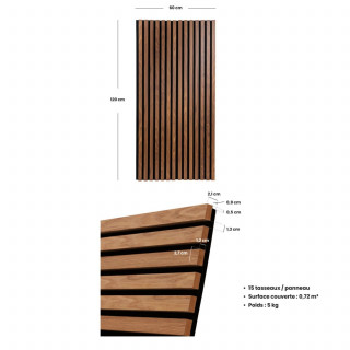 Lot de 4 panneaux décoratifs tasseaux de bois COLVA - Marron foncé