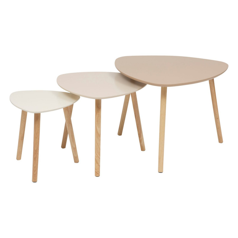 Ensemble de 3 tables d'appoint MILEO - Beige Ensemble de 3 tables d'appoint MILEO - Beige