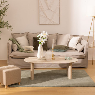 Table basse en bois effet travertin ANAYA - Beige