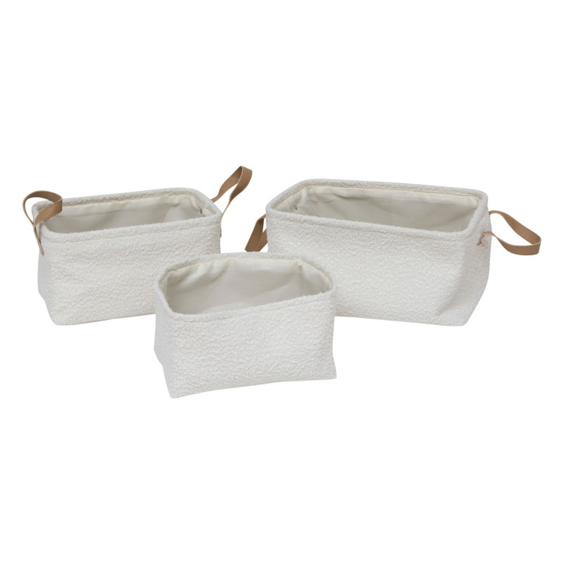 Lot de 3 paniers rectangles effet bouclette LOE - Blanc Lot de 3 paniers rectangles effet bouclette LOE - Blanc
