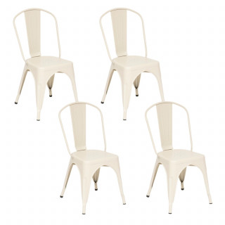 Lot de 4 chaises en métal NIKO - Beige
