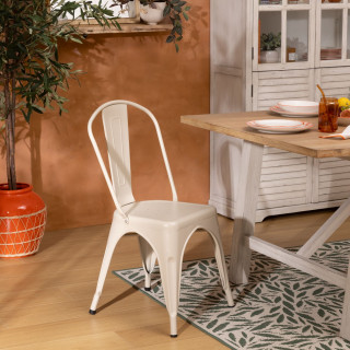 Lot de 4 chaises en métal NIKO - Beige
