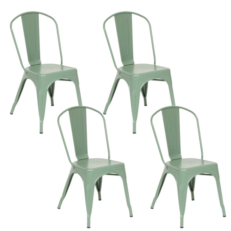 Lot de 4 chaises en métal NIKO - Vert Lot de 4 chaises en métal NIKO - Vert