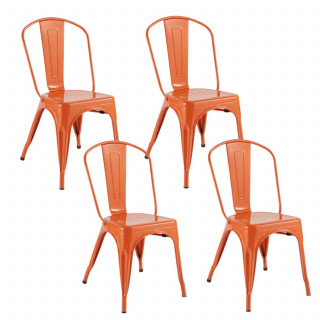 Lot de 4 chaises en métal NIKO - Orange