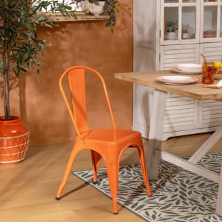 Lot de 4 chaises en métal NIKO - Orange