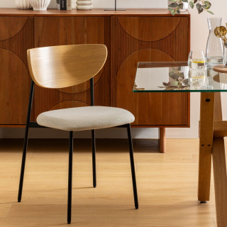 Lot de 2 chaises avec pieds en métal JAISA - Beige