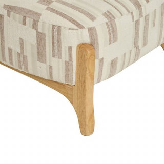 Fauteuil en chenille avec pieds en bois effet naturel CALIX - Beige
