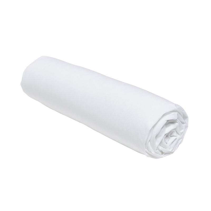 Drap housse 1 place - 100% coton BIO - 90 x 190 cm - Blanc craie