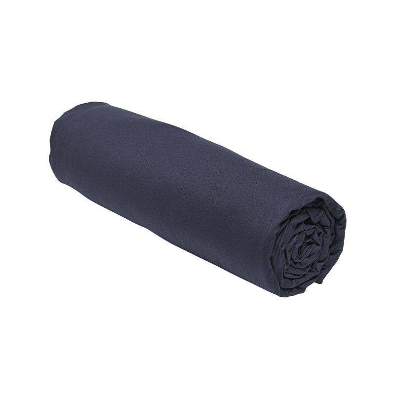 Drap housse 1 place - 100% coton BIO - 90 x 190 cm - Bleu navy