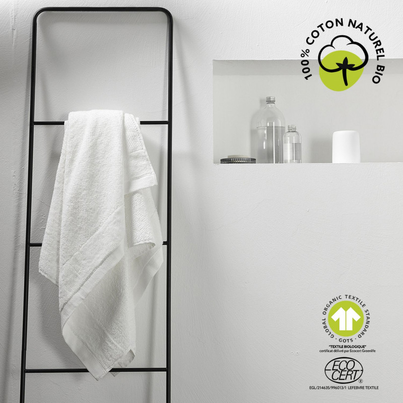 Drap de bain - 100% coton BIO - 70 x 130 cm - Blanc craie