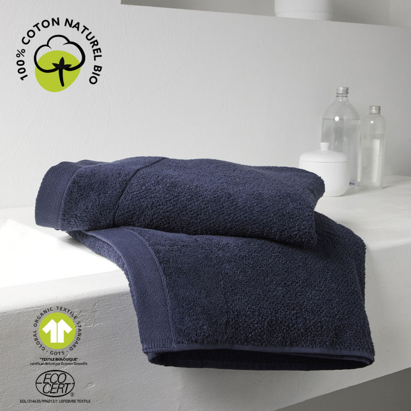 Drap de bain - 100% coton BIO - 70 x 130 cm - Bleu navy
