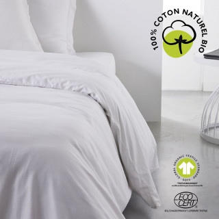 Housse de couette 2 places - 100% coton BIO - 240 x 260 cm - Blanc craie