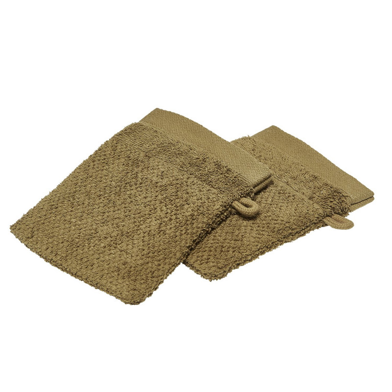 Lot de 2 gants de toilette - 100% coton BIO - Marron bronze