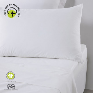 Taie d'oreiller rectangulaire - 100% coton BIO - 50 x 70 cm - Blanc craie