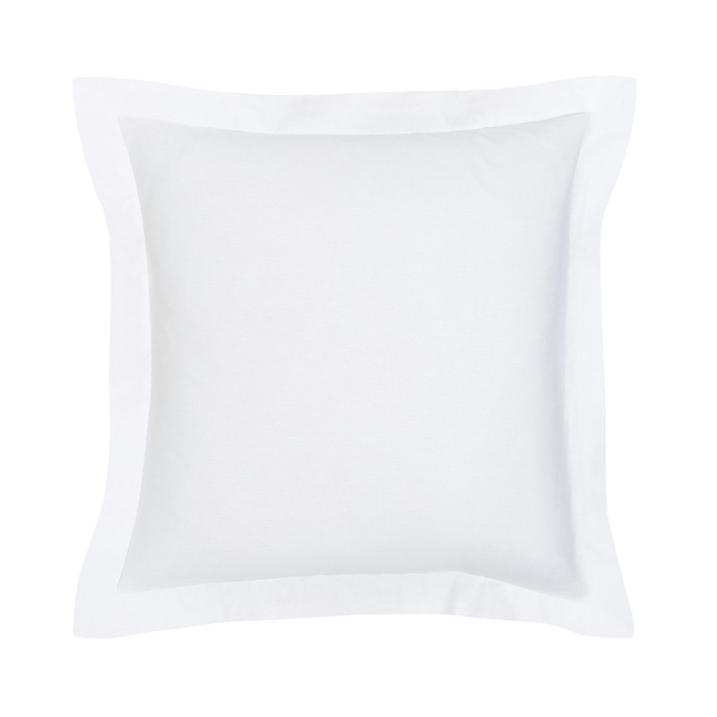 Taie d'oreiller carrée à volant plat - 100% coton BIO - 63 x 63 cm - Blanc craie