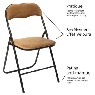 Chaise pliante effet velours ocre doré