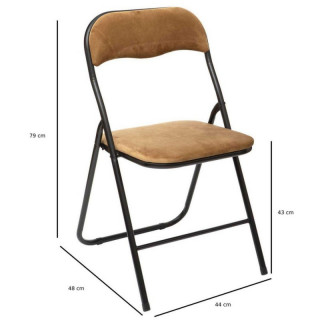 Chaise pliante effet velours ocre doré