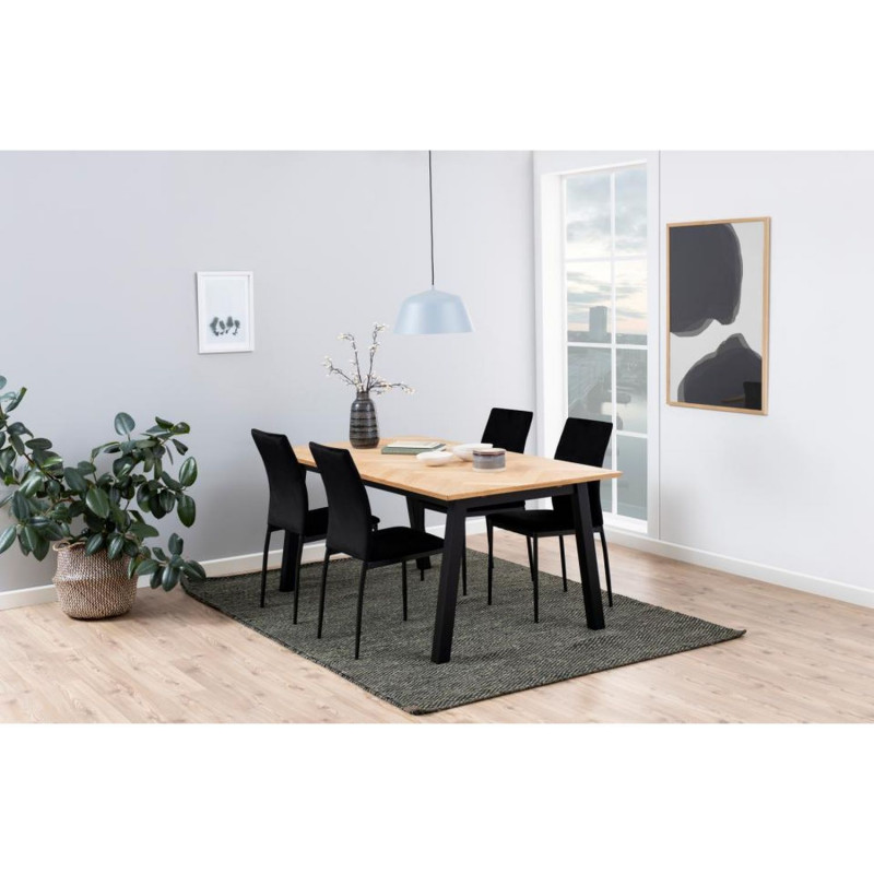 Lot de 4 chaises de salle à manger tissu Dublin MIDENA - Noir