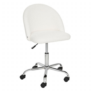 Chaise de bureau à roulette en bouclette GEOS - Blanc